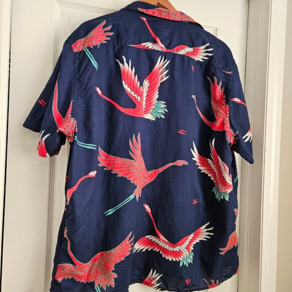 H&M L.O.G.G. Label of Graded Goods 100% Cotton Men's XL Navy Blue Hawaiian Shirt - Picture 8 of 8